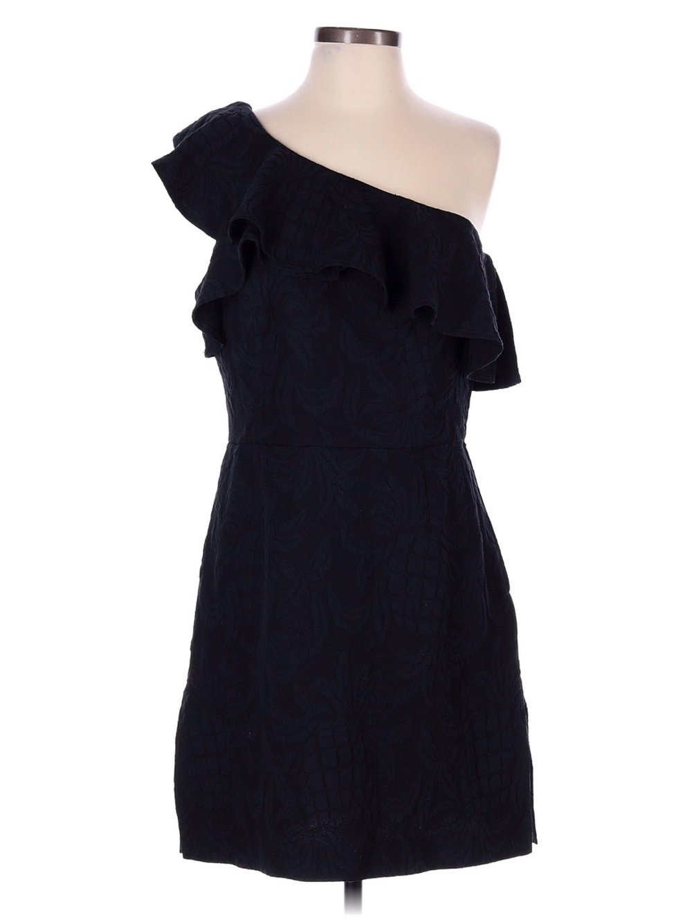 Lilly Pulitzer Black One-Shoulder Ruffle Dress